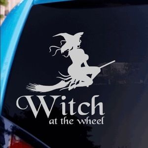 Witch at the wheel  window Decal